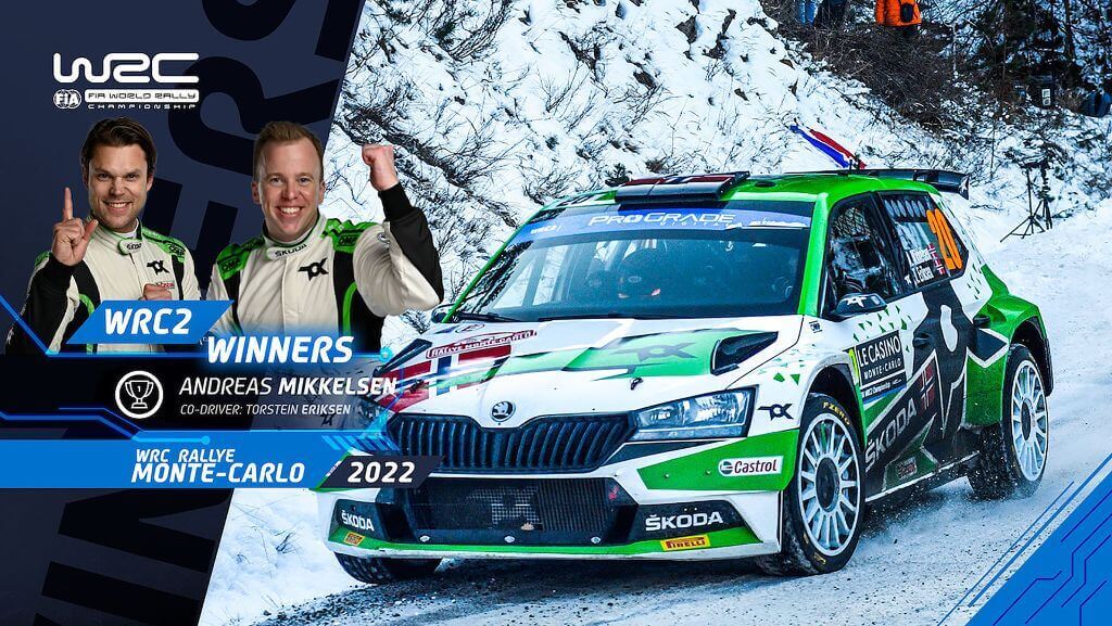 SKODA και Andreas Mikkelsen νικητές στη WRC2 του Ράλλυ Μόντε Κάρλο